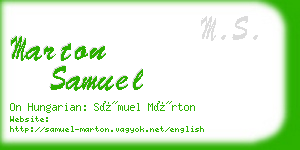 marton samuel business card